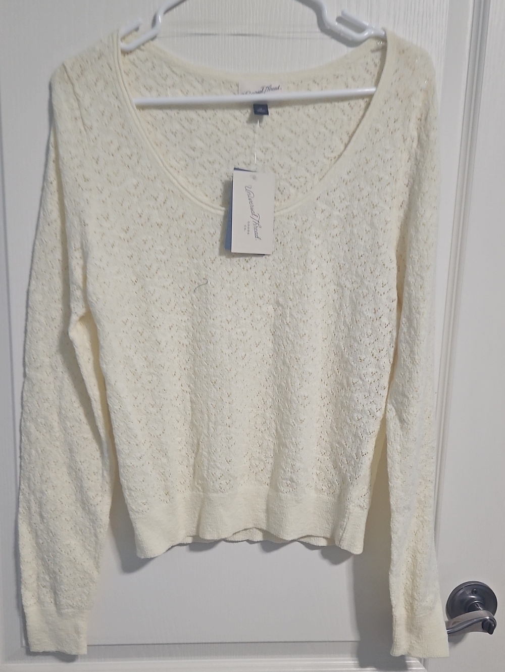 Women's Cream Open-Knit Sweater